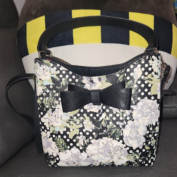 Betsey Johnson Handbags - Betsey Johnson Black Floral Bow Shoulder Bag